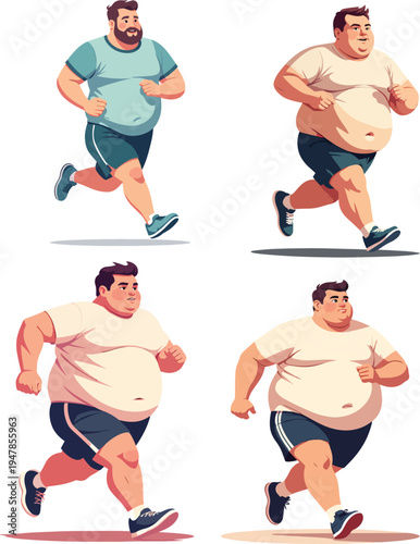 set di uomo che corre e fa ginnastica per tenersi in forma vettoriale	
