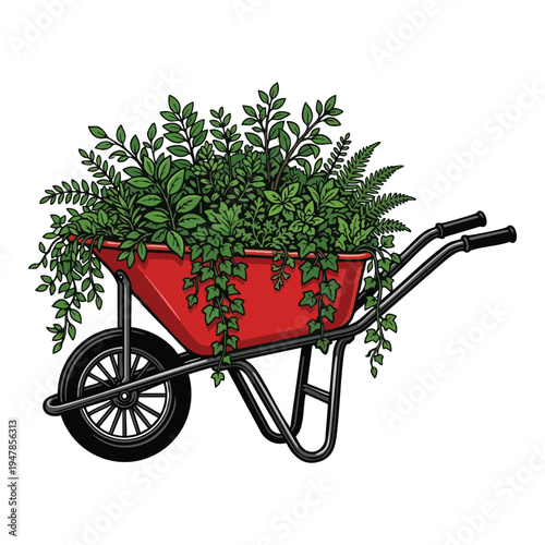 Wheelbarrow Filled with Green Plants