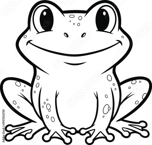 A smiling frog sitting in a relaxed position