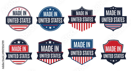 Made in USA Labels Collection: American Patriotic Badges and Seals