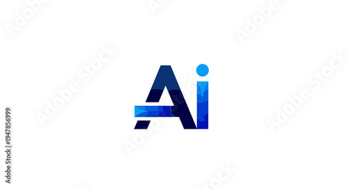 Abstract ai letters with blue gradient and textured effect on white background