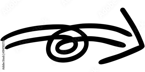 二重線の手書き矢印のイラスト12（黒）