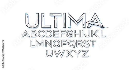 Modern metallic alphabet and numbers displayed on white background with reflective