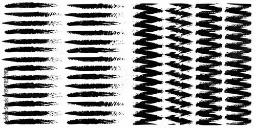 Collection of diverse black brushstroke patterns against a white background