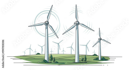 Wind Turbines Renewable Energy Farm.