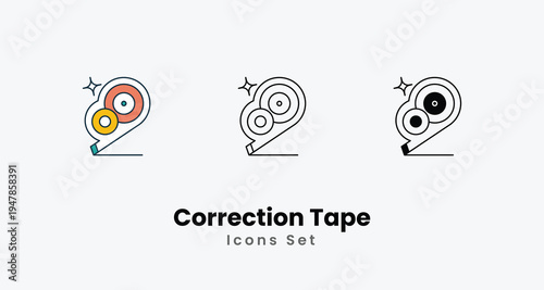 Correction Tape icons vector set stock illustration