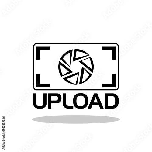 Camera, photo upload icon with shadow