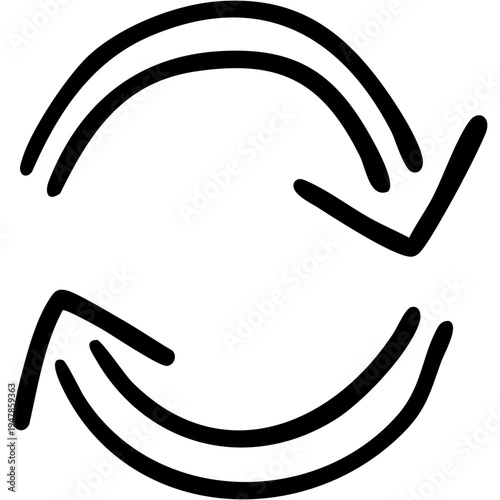 二重線の手書き矢印のイラスト19（黒）