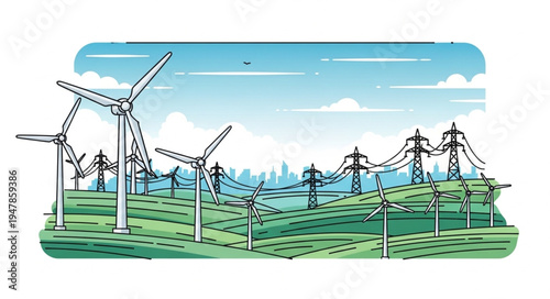 Wind Turbines Renewable Energy Farm.