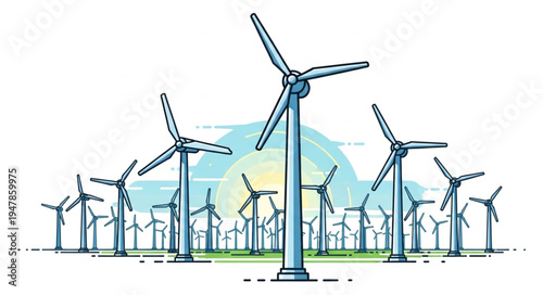 Wind Turbines Renewable Energy Farm.