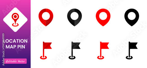Location, map and navigation pin icon collection with GPS markers, place pointers, position tracking and route symbols, vector outline navigation icons set isolated on transparent background