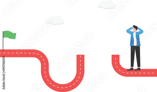 Professional Businessman Facing a Broken Career Path and Seeking Strategic Solutions