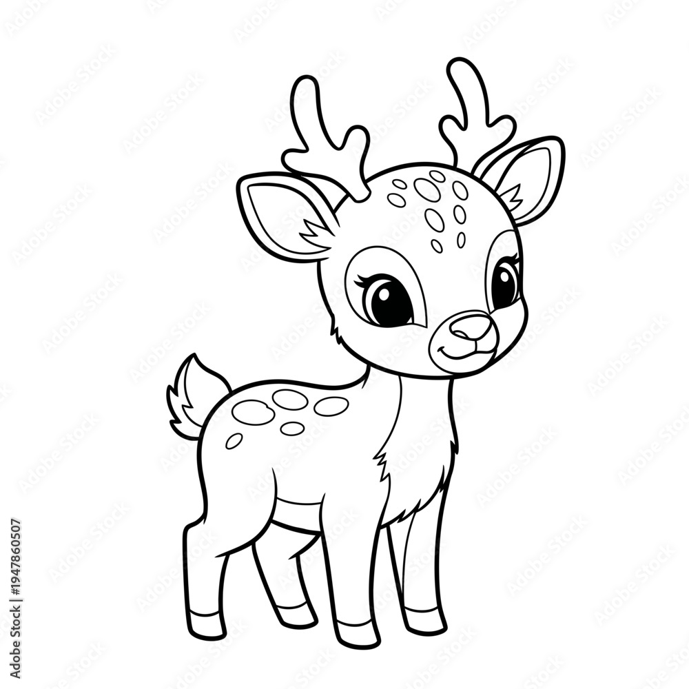 Fototapeta premium A cartoon reindeer with large eyes and antlers