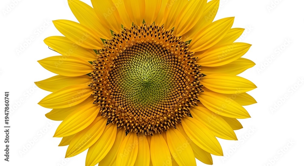 Fototapeta premium Isolated vibrant yellow sunflower head close-up