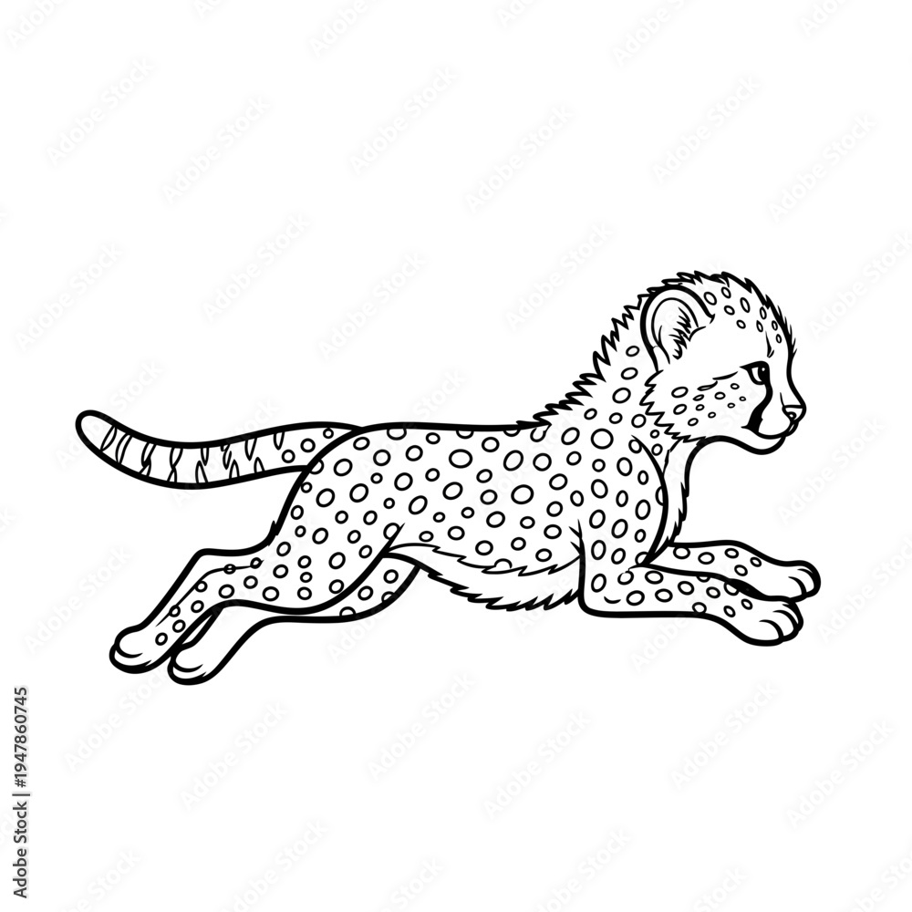Fototapeta premium A black and white drawing of a cheetah running