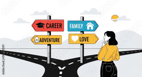 Woman at Crossroads of Life.