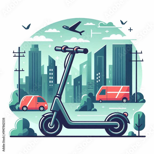 Modern dark grey electric kick scooter with sleek handlebars and black wheels depicted in a clean side profile.