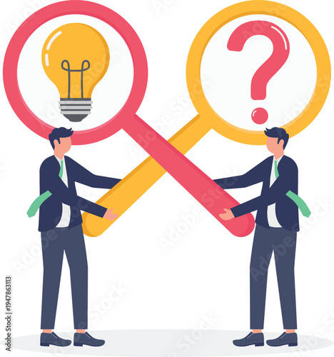 Analyzing lightbulb and question mark ideas