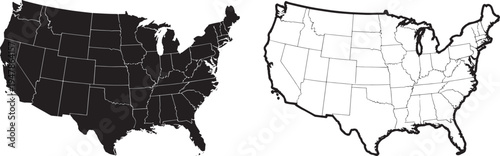 United states map black white geography