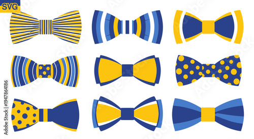 Collection of Blue and Yellow Bow Ties - Elegant Accessories