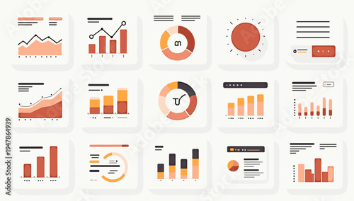 Clean and modern data visualizations showing growth and trends, ideal for reports, presentations, and illustrating business success or market analysis