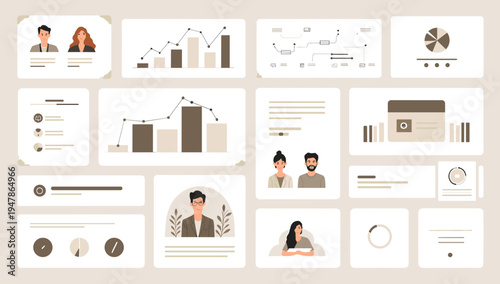 A calming, minimalist illustration of data charts and graphs. Perfect for concepts related to analytics, reporting, business intelligence, or a modern