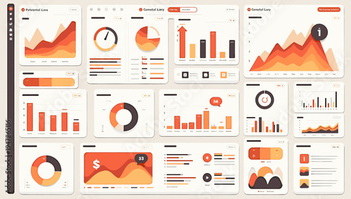 A modern, minimalist illustration of a data dashboard with charts and graphs. Perfect for representing analytics, reports, and business insights in ma