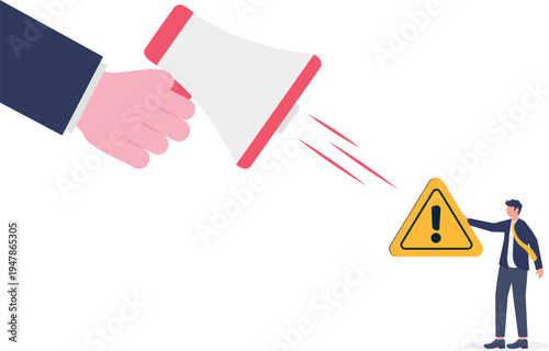 Major Management Announcement from a Megaphone Addressing Global Crisis and Warning Signs