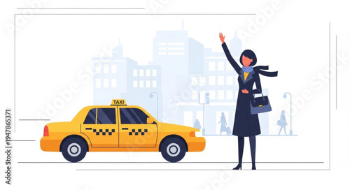 Woman hailing a taxi cab.