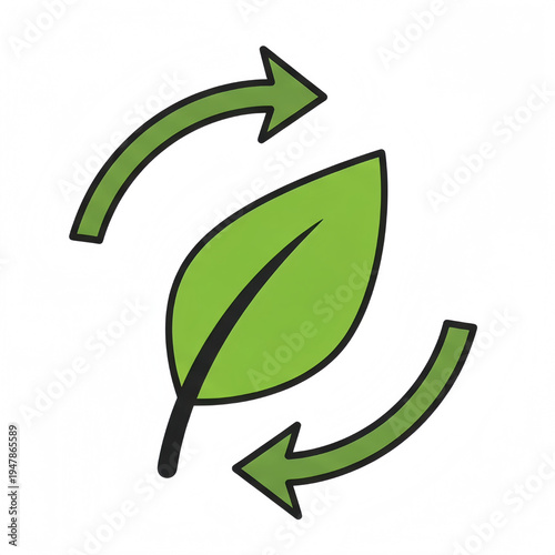 Green leaf recycle symbol flat vector icon sustainability illustration