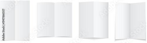 Folded white paper set, minimal realistic mockup.