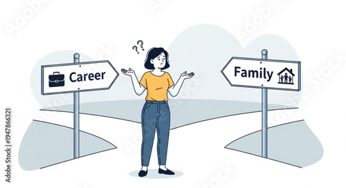 Woman Choosing Between Career Family.