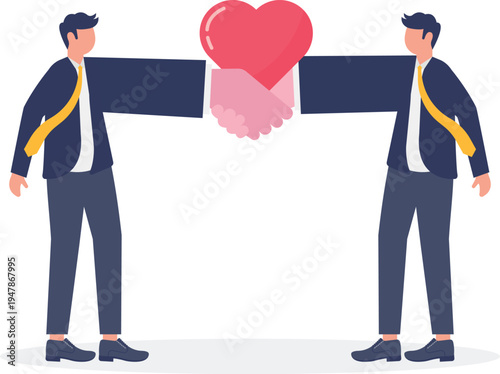 Successful Partnership Handshake Representing Love for Business and Heartfelt Care