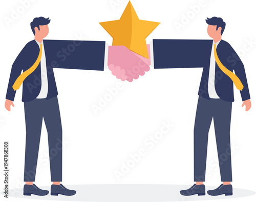 Business Partnership Handshake Aiming for High Quality Performance and Success Stars