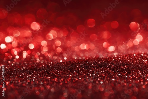 Vibrant Red Glitter Bokeh Background for Festive Celebrations and Holiday Designs.