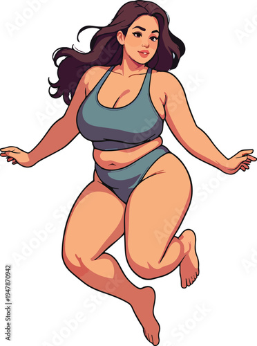 donna in varie pose illustrazione in costume da bagno in biancheria intima o vestita vettoriale	