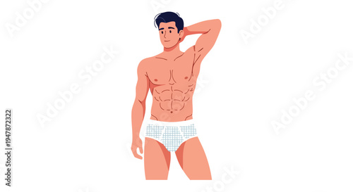 Man Wearing White Underwear Posing.
