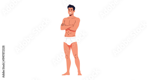 Man Wearing White Underwear Standing.