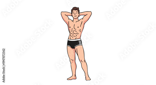 Man with muscular body standing strong.