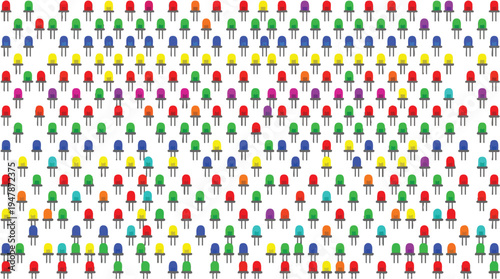 Multicolored People Icons in Crowd.