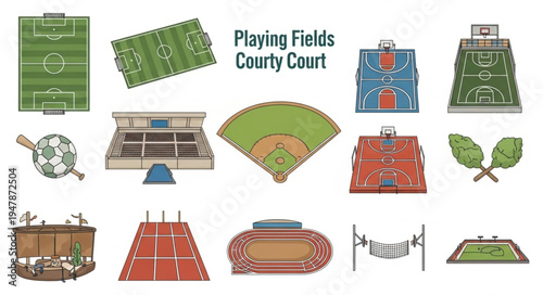 Collection of playing fields, county court, and various sports venues.