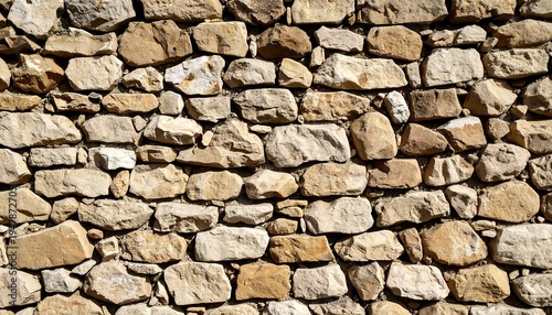 Close-up of a rustic stone wall, showcasing rough textures and variations in color, creating a natural and aged appearance