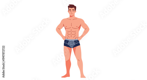 Young man wearing briefs standing confidently.