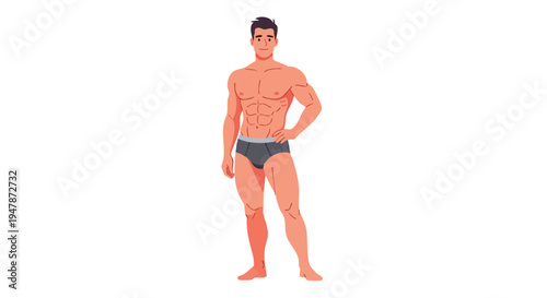 Young man wearing dark underwear standing.