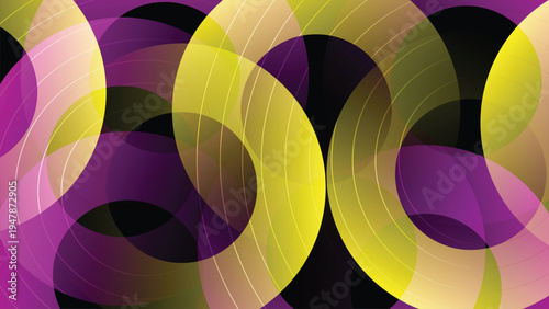 Abstract circle composition features overlapping with colorful gradient in various colors. Modern abstract circle background