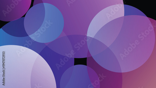 Abstract circle composition features overlapping with purple gradient in various colors. Modern abstract circle background