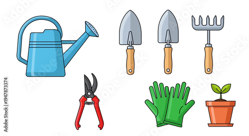 Gardening tools set illustration