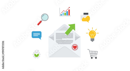 Email marketing communication message delivery concept illustration