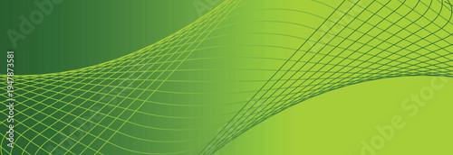 Abstract Green Background with Flowing Wavy Lines vector illustration.
