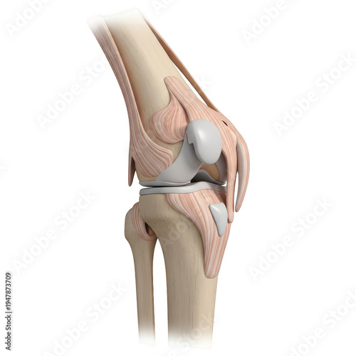 A detailed illustration of a human knee joint